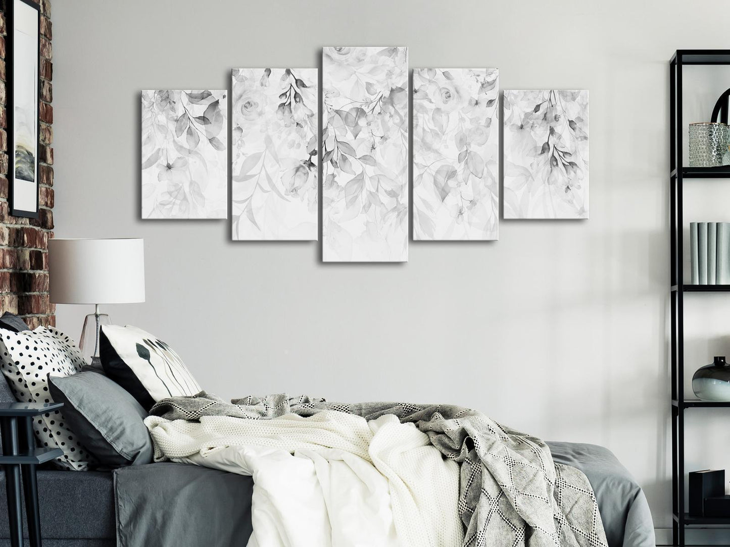 Gemälde - Wasserfall aus Rosen (5 Teile) Breit - Dritte Variante