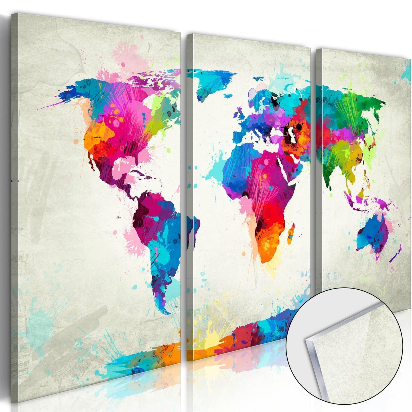 Bild auf Acrylglas - Weltkarte: Eine Explosion der Farben [Glas]
