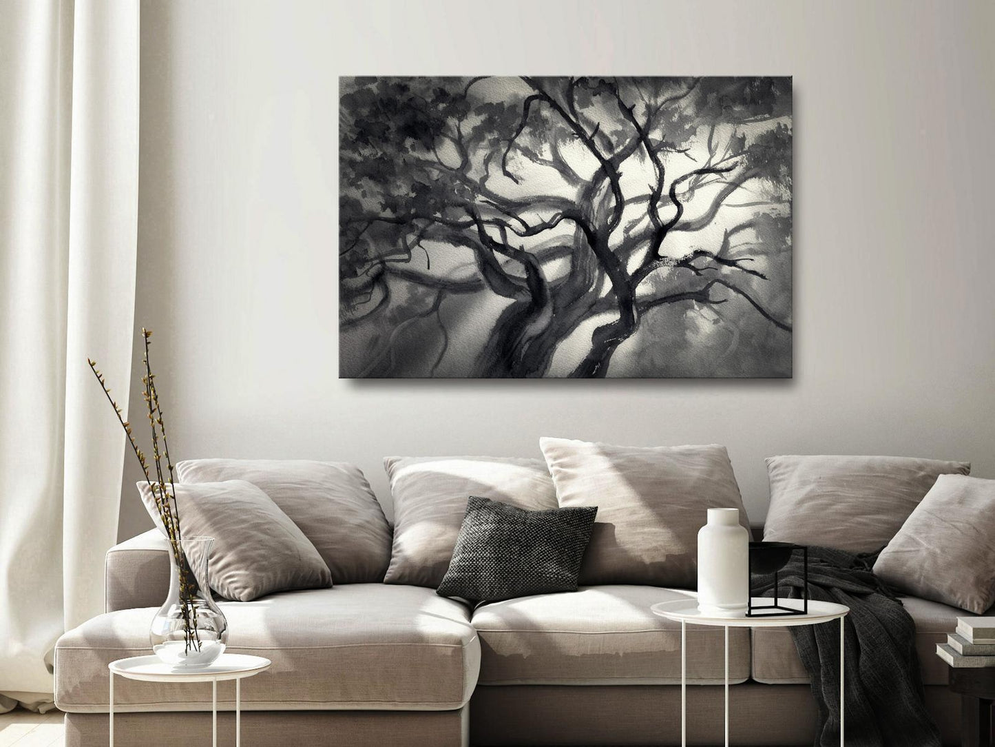 Schilderij - Lighted Branches (1 Part) Wide