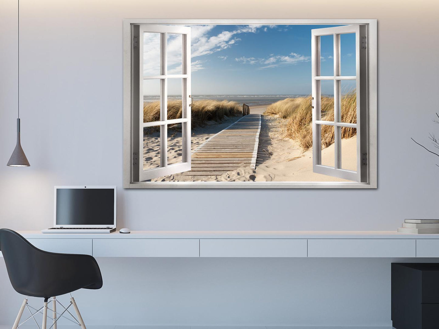 Gemälde - Fenster: Blick auf den Strand
