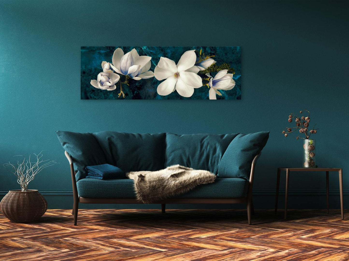 Painting - Avant-Garde Magnolia (1 Part) Narrow Turquoise