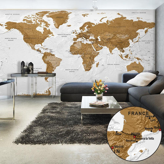 Wall Mural XXL - World Map: White Oceans II