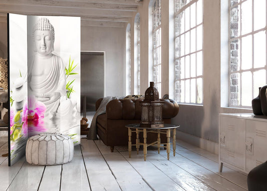 Folding Screen - Buddha and Orchids [Room Dividers] 