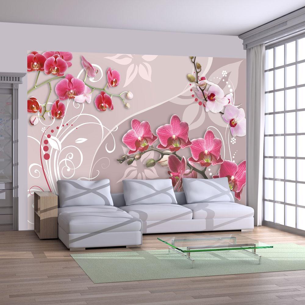 Fototapete - Flug rosa Orchideen
