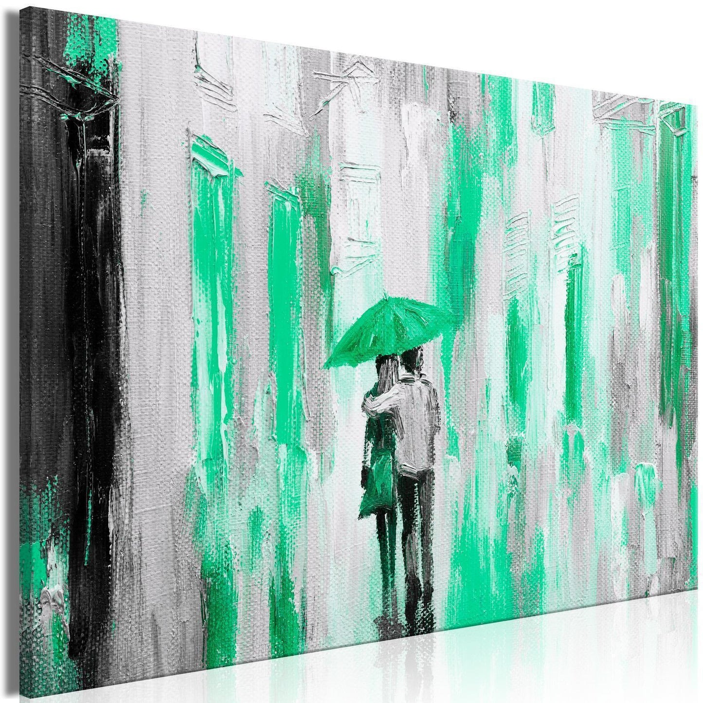 Painting - Umbrella in Love (1 Part) Wide Green