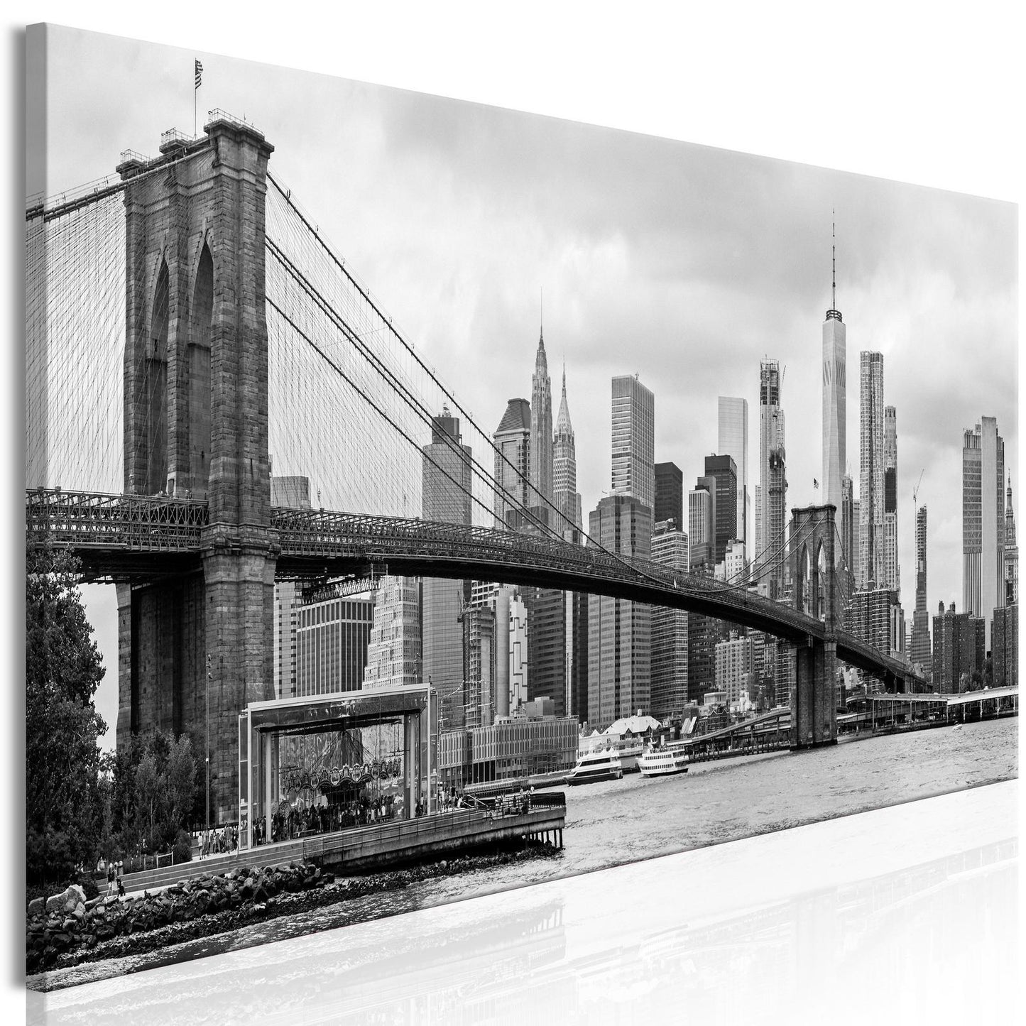 Gemälde - Road to Manhattan (1 Teil) Schmal Schwarz und Weiß