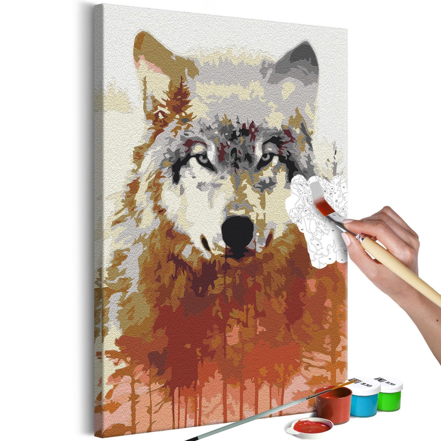 DIY Canvas Painting - Wolf and Forest 