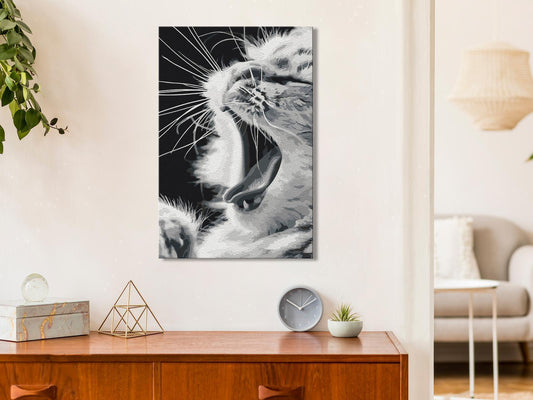 Doe-het-zelf op canvas schilderen - Yawning Kitten