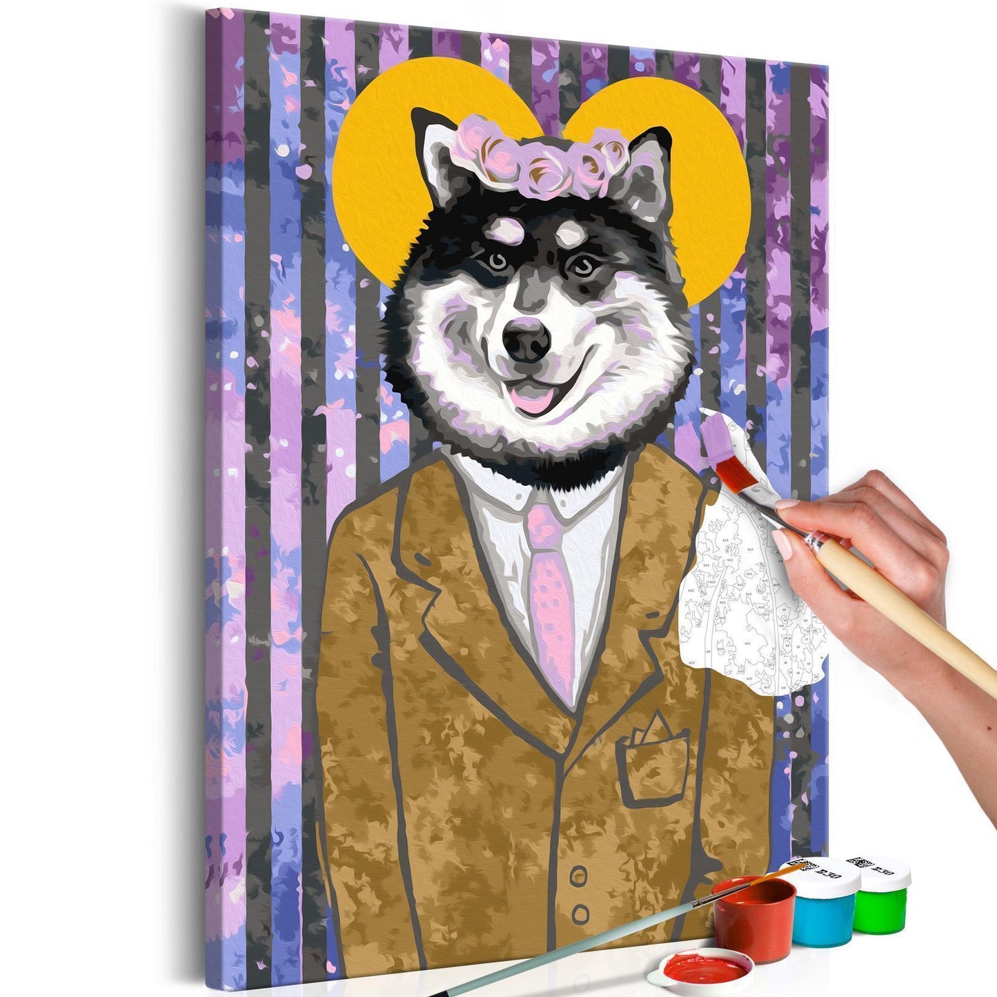 DIY-Gemälde auf Leinwand - Hund im Anzug 