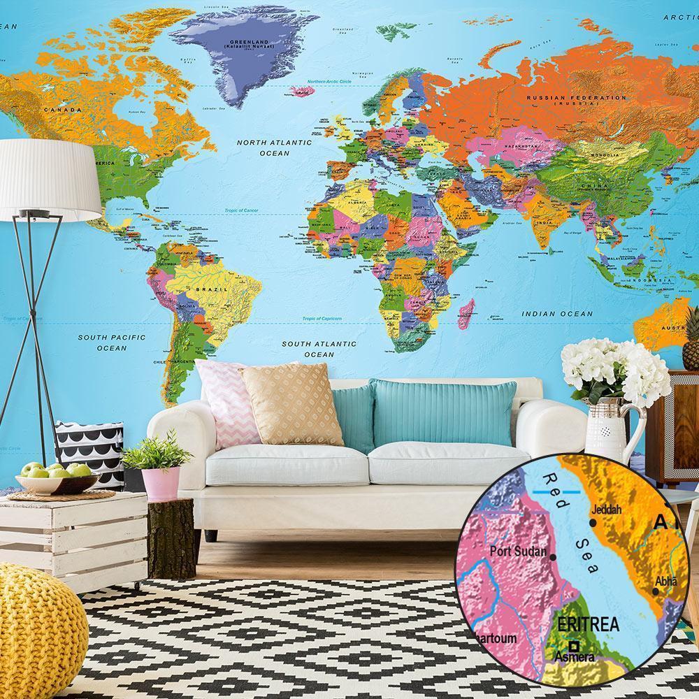 Wall Mural XXL - World Map: Colorful Geography II