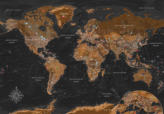 Fototapeten - Welt: Stilvolle Karte