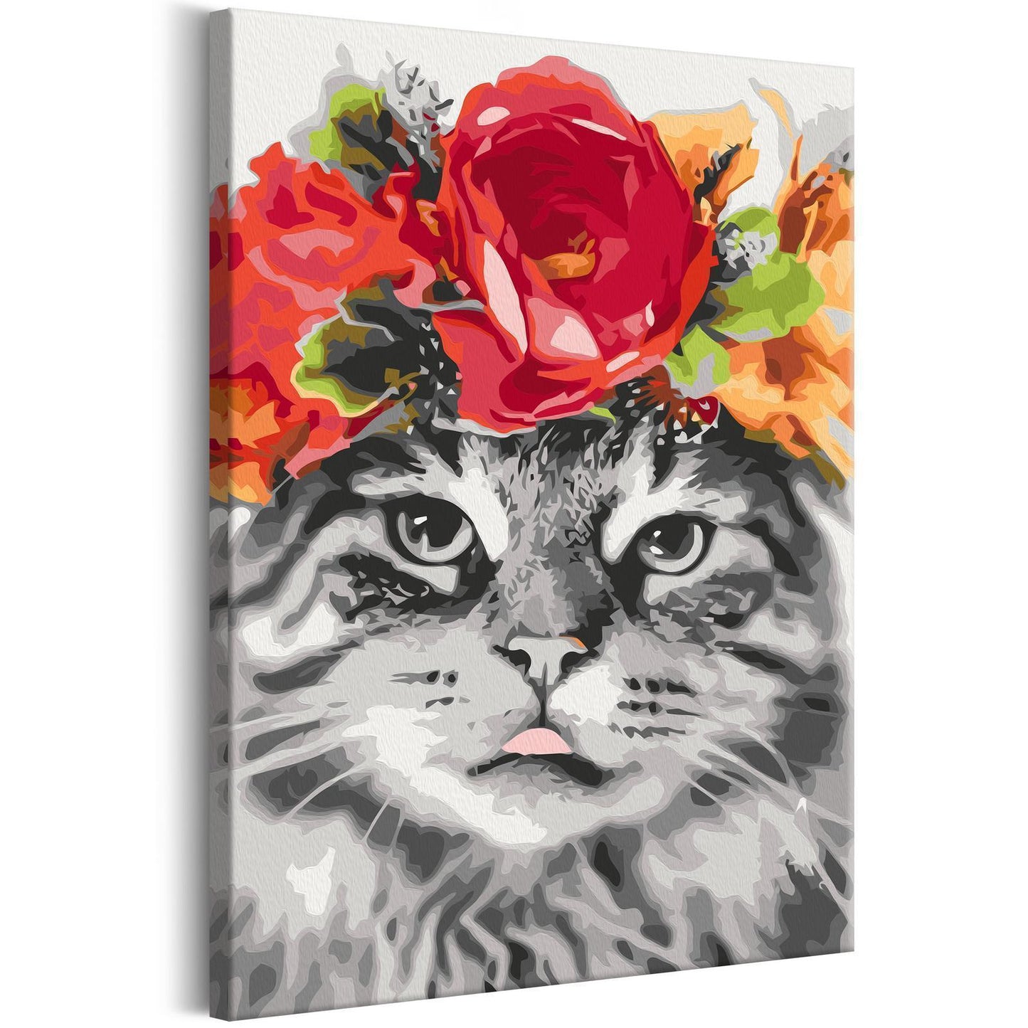 Doe-het-zelf op canvas schilderen - Cat With Flowers