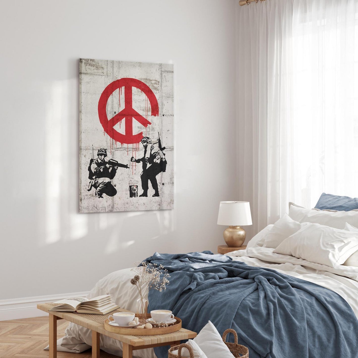 Schilderij - Soldiers Painting Peace by Banksy