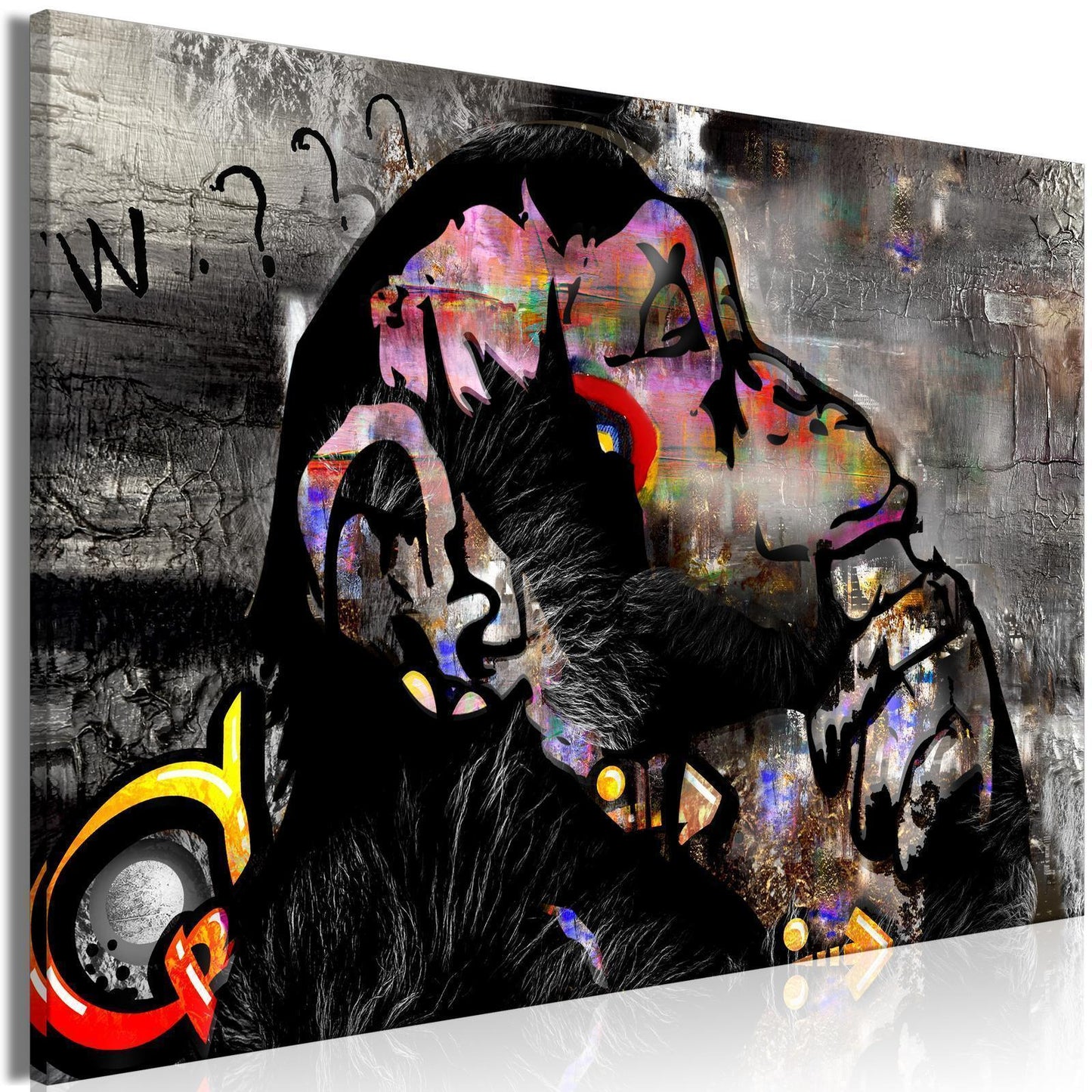 Schilderij - Pensive Monkey (1 Part) Wide