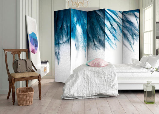 Folding Screen - Sapphire Feathers II [Room Dividers] 