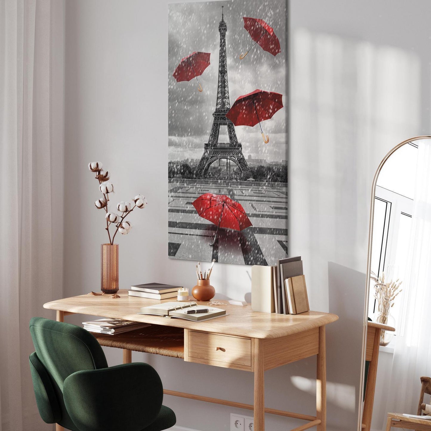 Schilderij - Paris: Red Umbrellas
