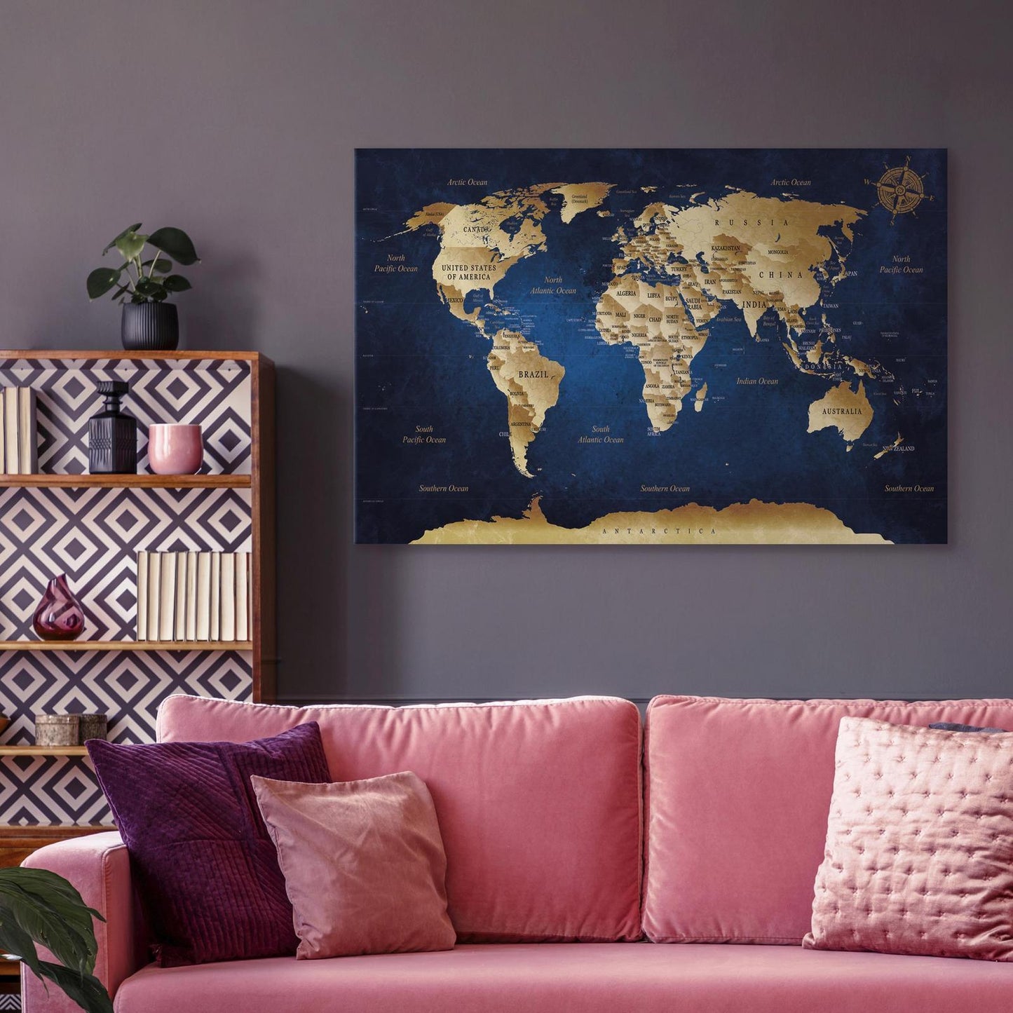 Gemälde - Weltkarte: Die dunkelblauen Tiefen