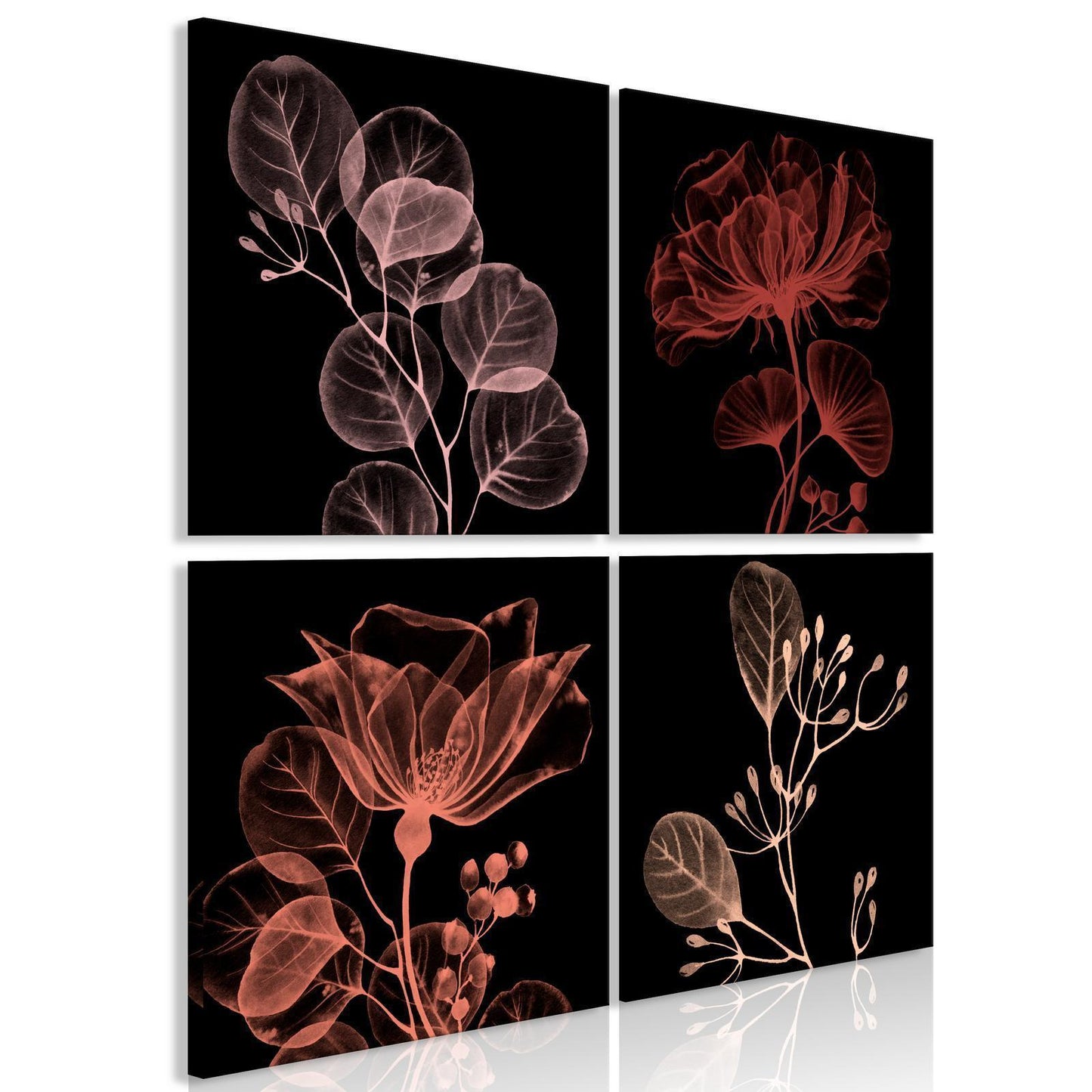 Gemälde - Leuchtende Blumen (4 Teile)