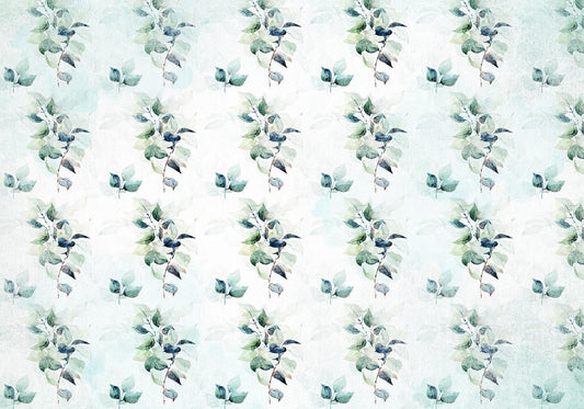 Fotobehang - Mint nature - uniform pattern in floral motif with green leaves