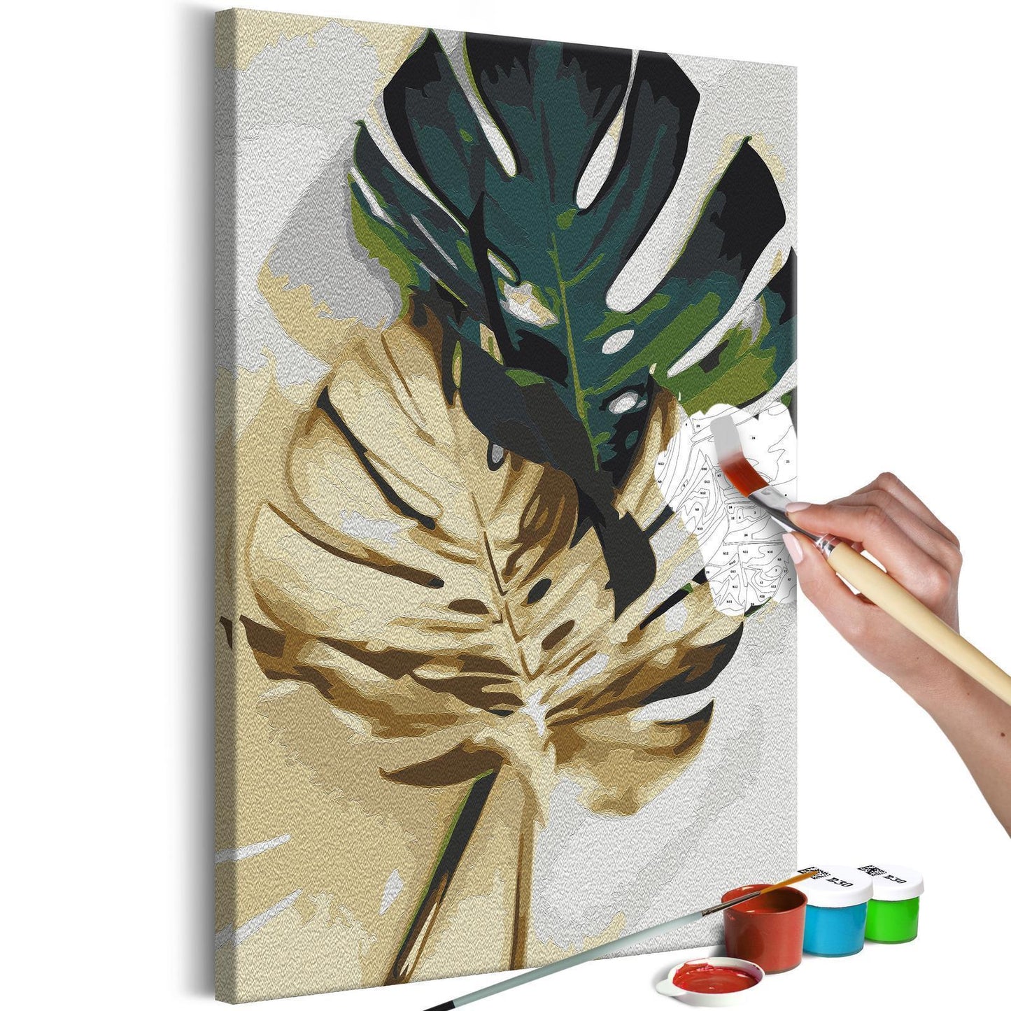 DIY-Gemälde auf Leinwand – Goldene Monstera 
