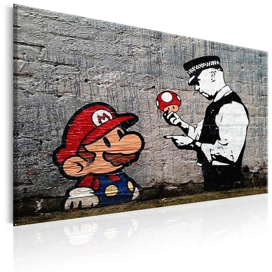 Schilderij - Mario and Cop by Banksy