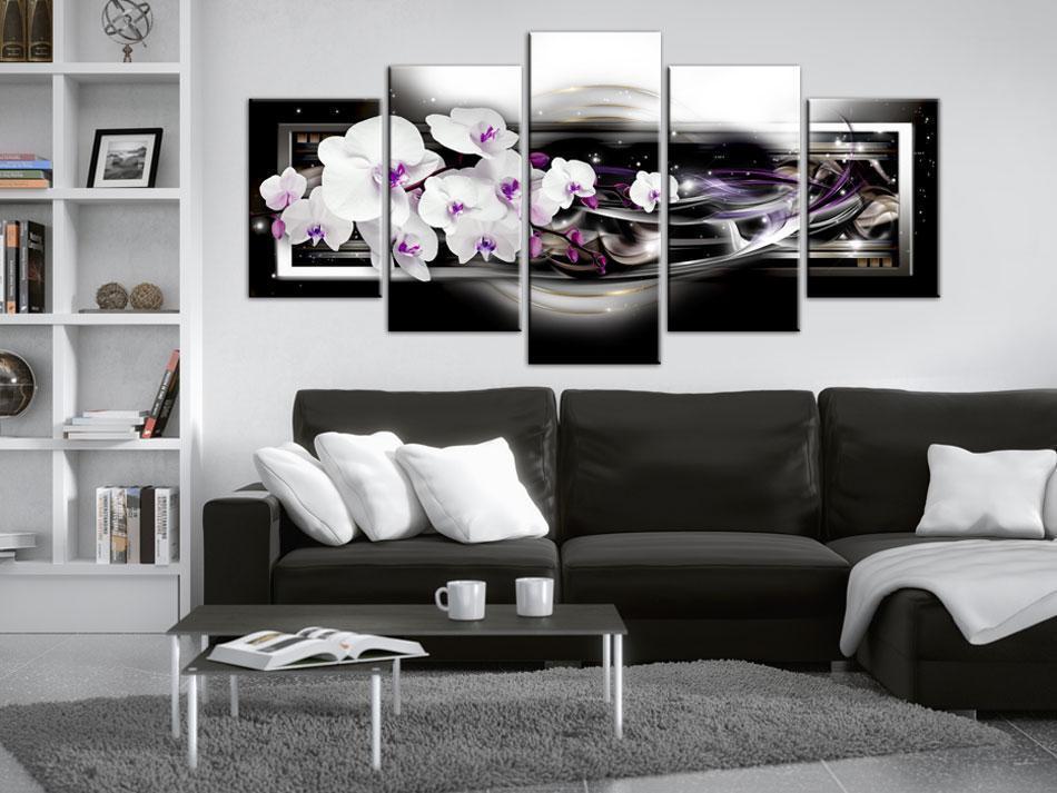 Gemälde - Orchideen auf schwarzem Hintergrund