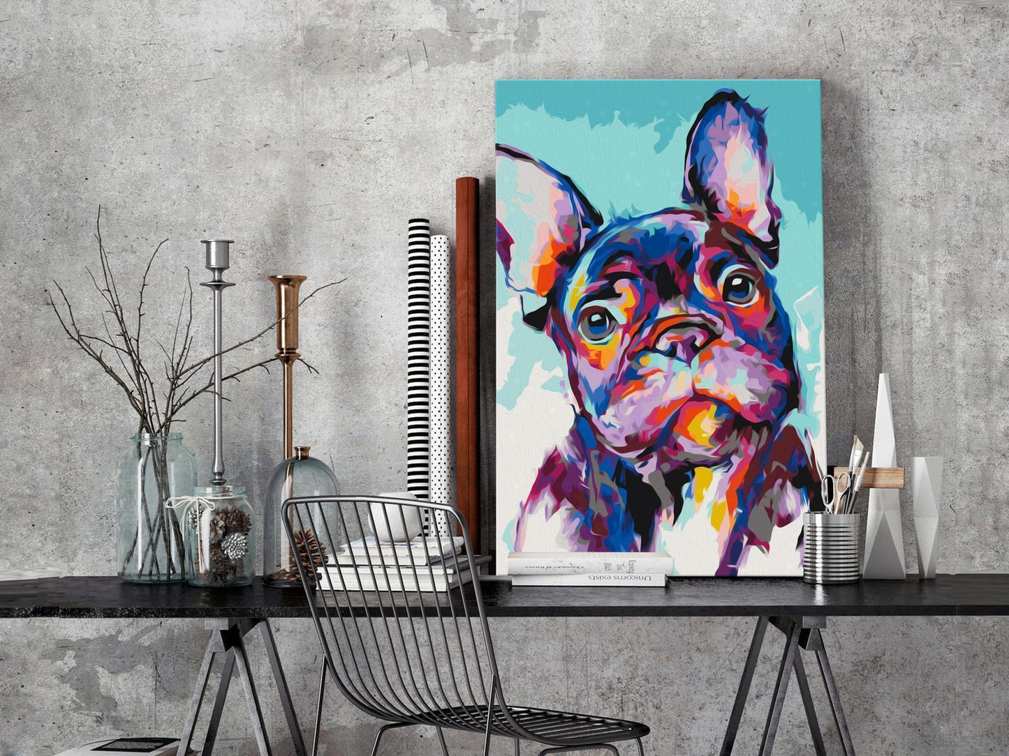 DIY-Leinwandgemälde – Bulldoggen-Portrait 