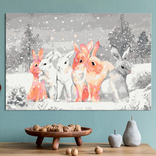 Doe-het-zelf op canvas schilderen - Winter Bunnies