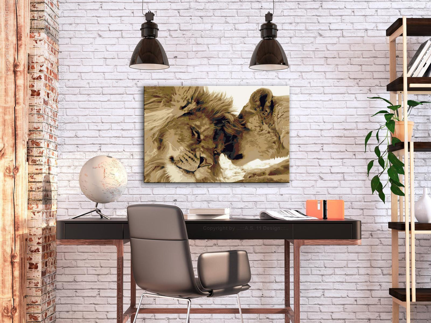 DIY-Leinwandgemälde – Verliebte Löwen 