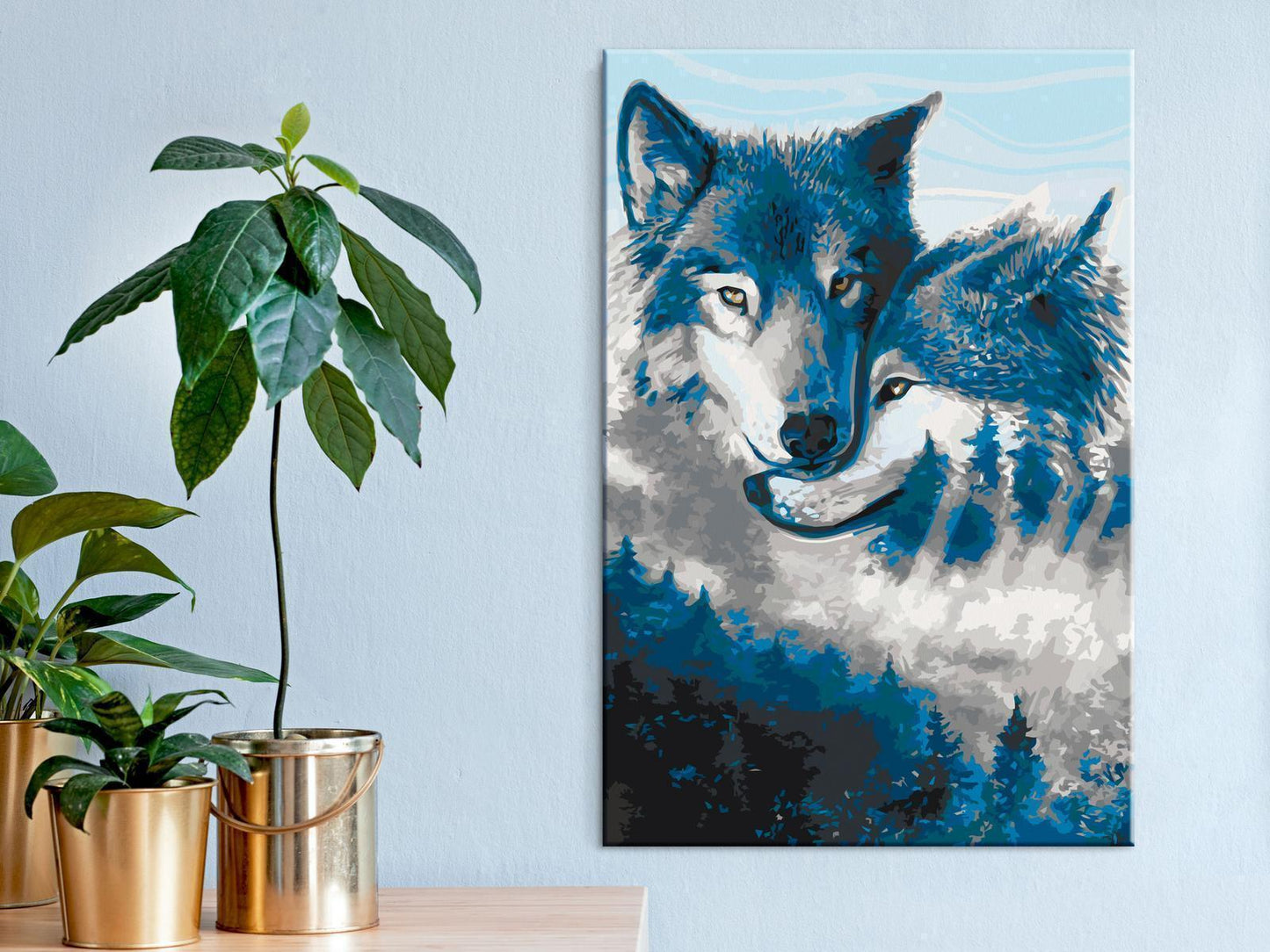 Leinwandgemälde zum Selbermachen – Verliebte Wölfe 