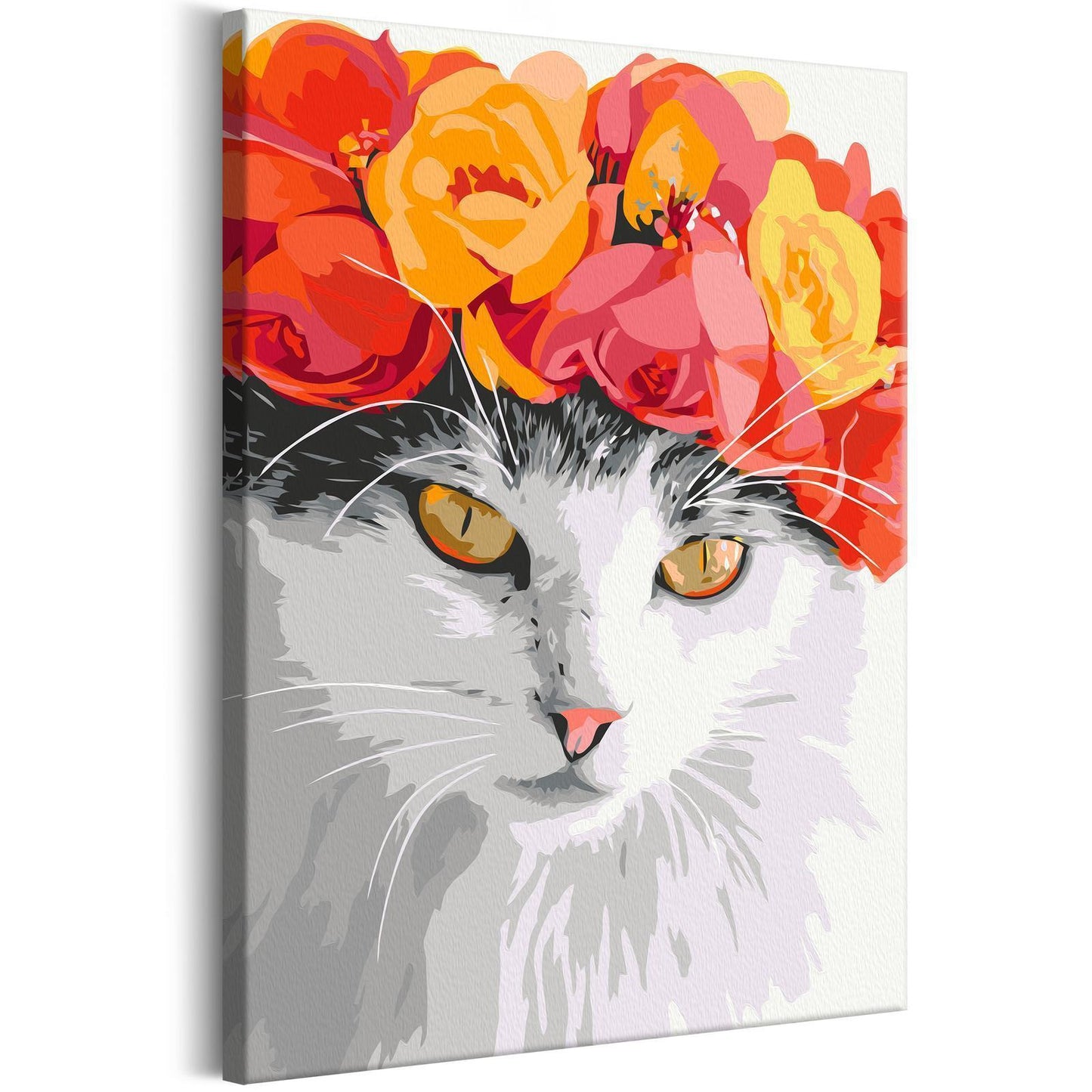 DIY painting on canvas - Flowery Cat 