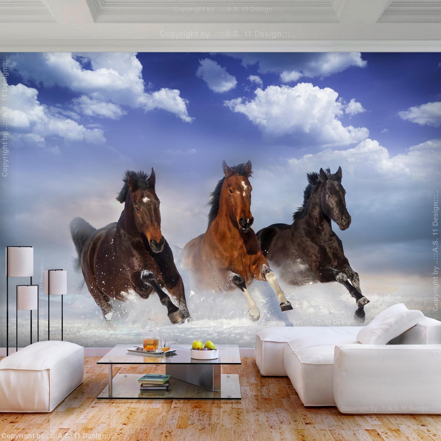 Self-adhesive photo wallpaper - Horses in the Snow