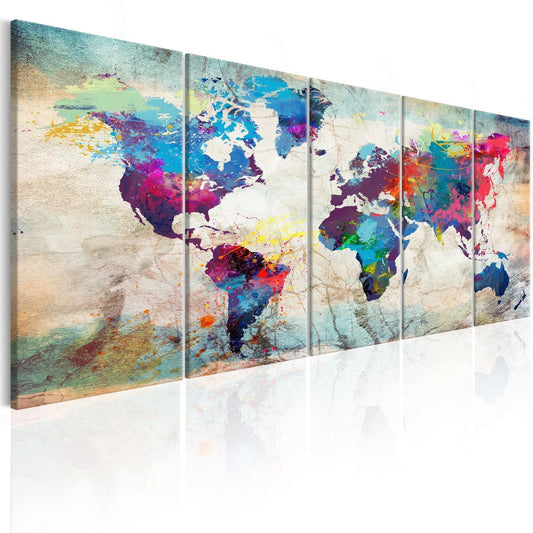 Gemälde - Weltkarte: Rissige Wand