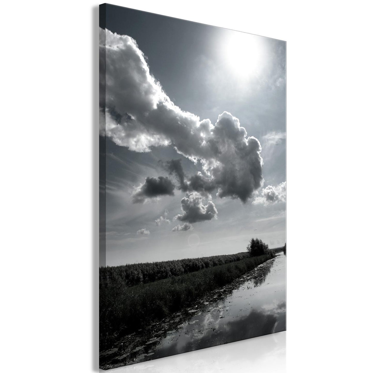 Gemälde – Sonne über Wolken (1-teilig) – Himmelsspiegelung im Wasserfeld