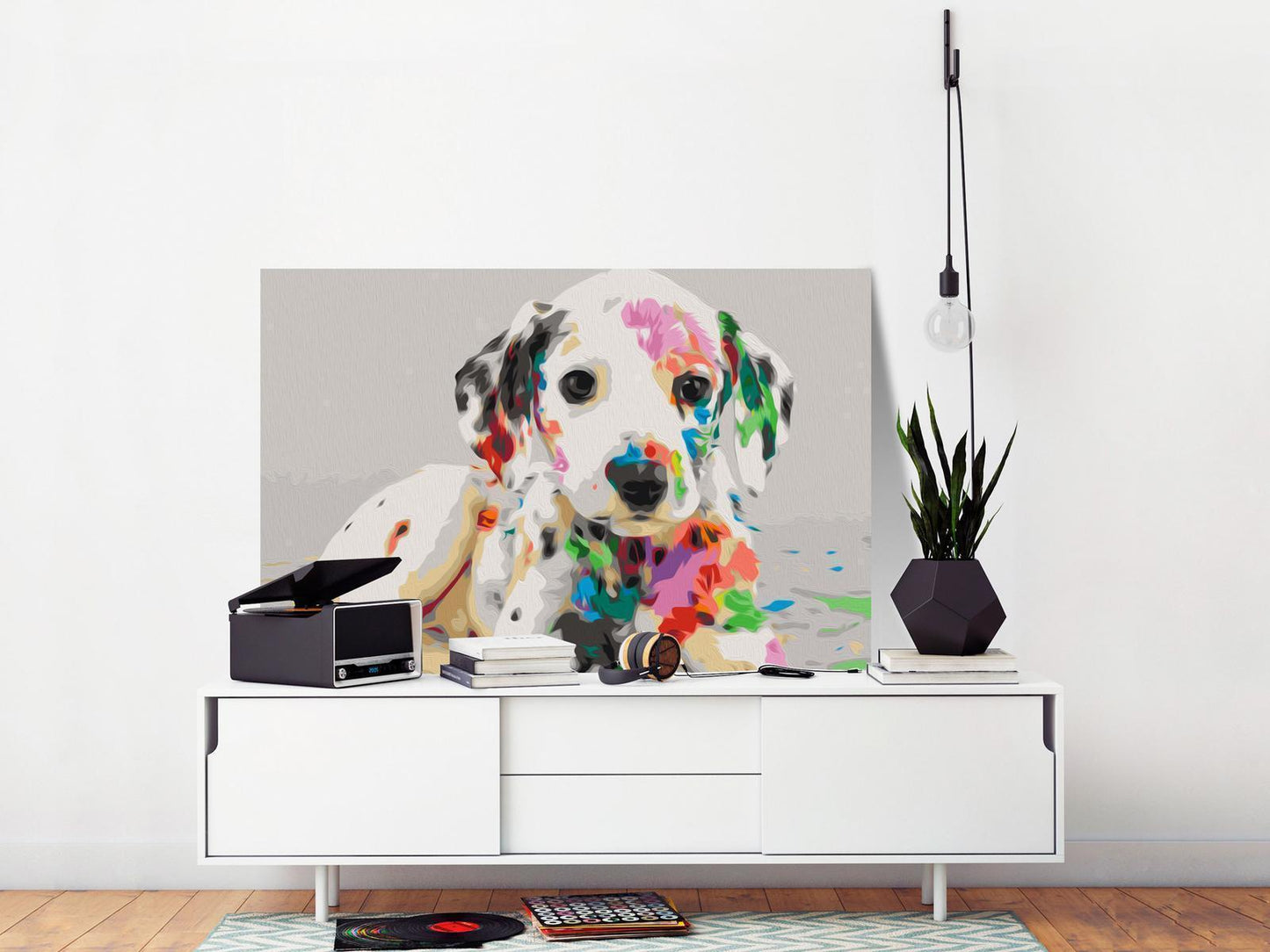 Doe-het-zelf op canvas schilderen - Colourful Puppy