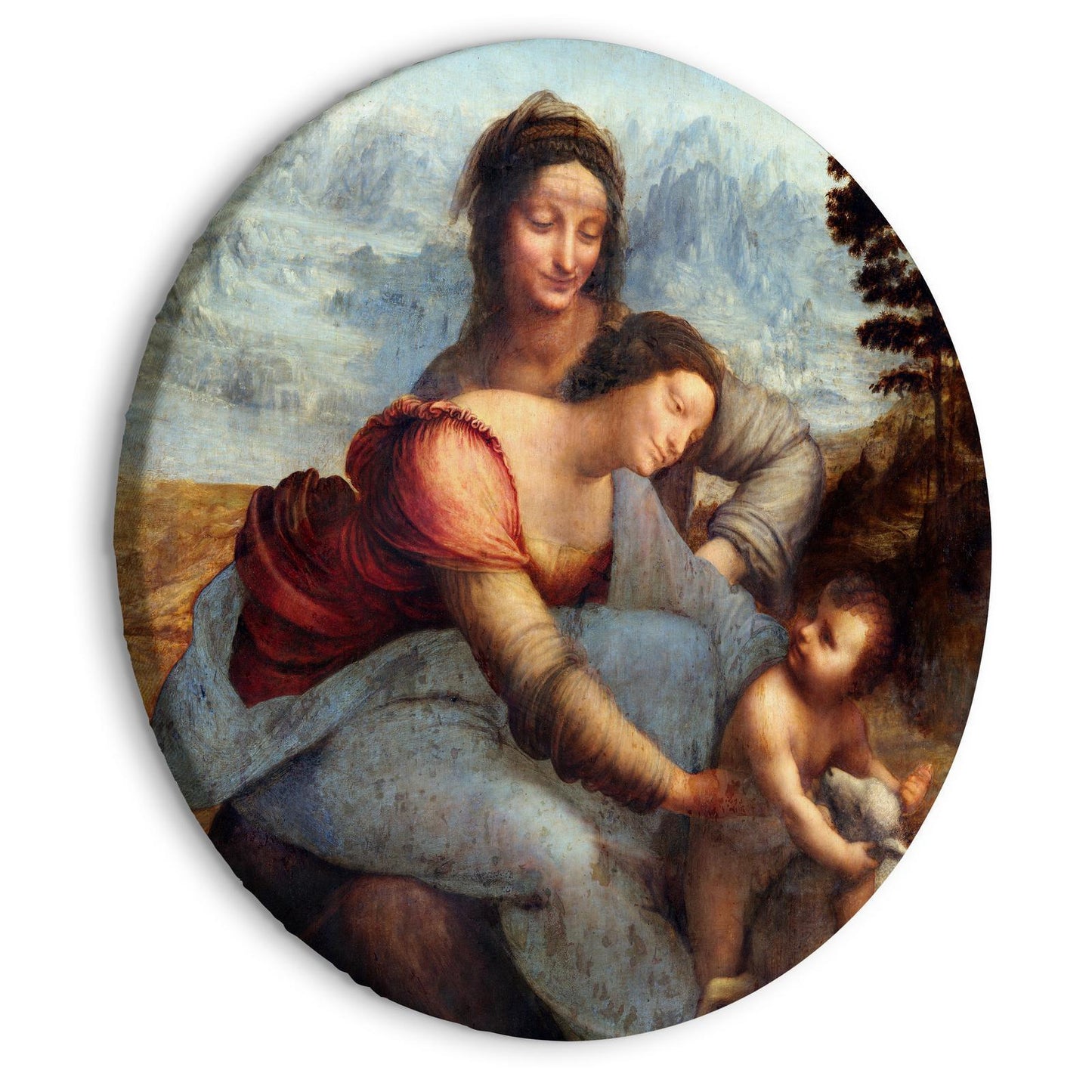 Rond schilderij - The Virgin and Child with Saint Anne (Leonardo da Vinci)