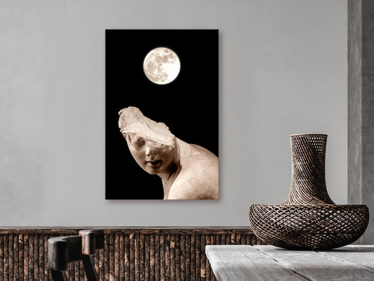 Schilderij - Moon and Statue (1 Part) Vertical