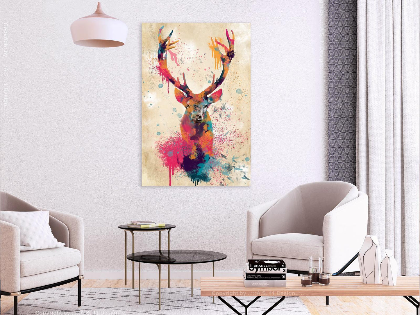 Painting - Watercolor Deer (1 Part) Vertical