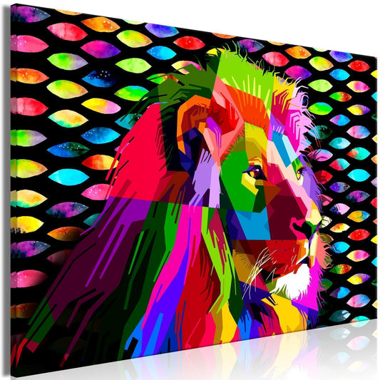 Schilderij - Rainbow Lion (1 Part) Wide