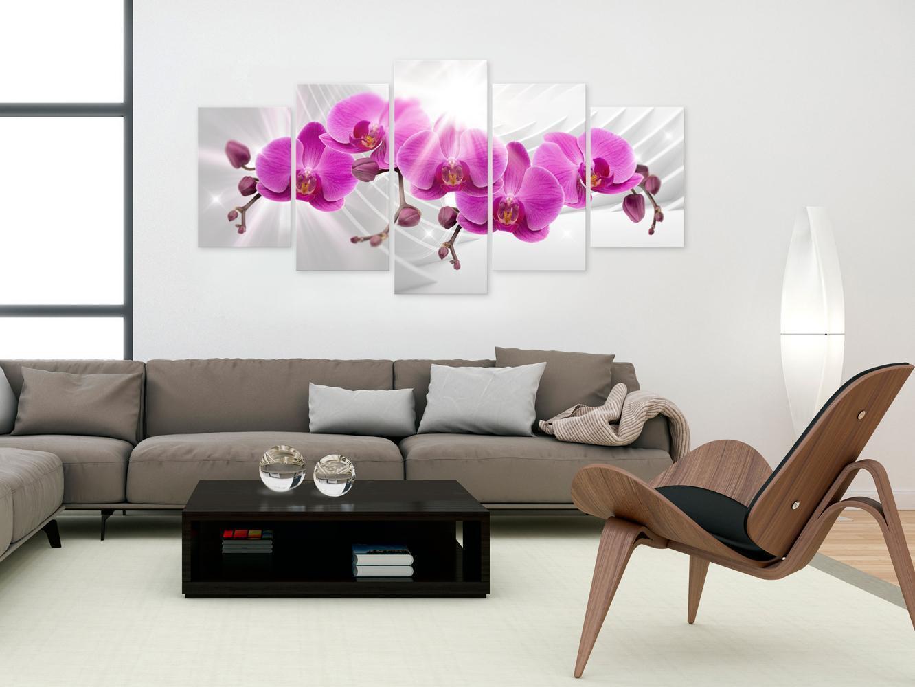 Schilderij - Abstract Garden: Pink Orchids