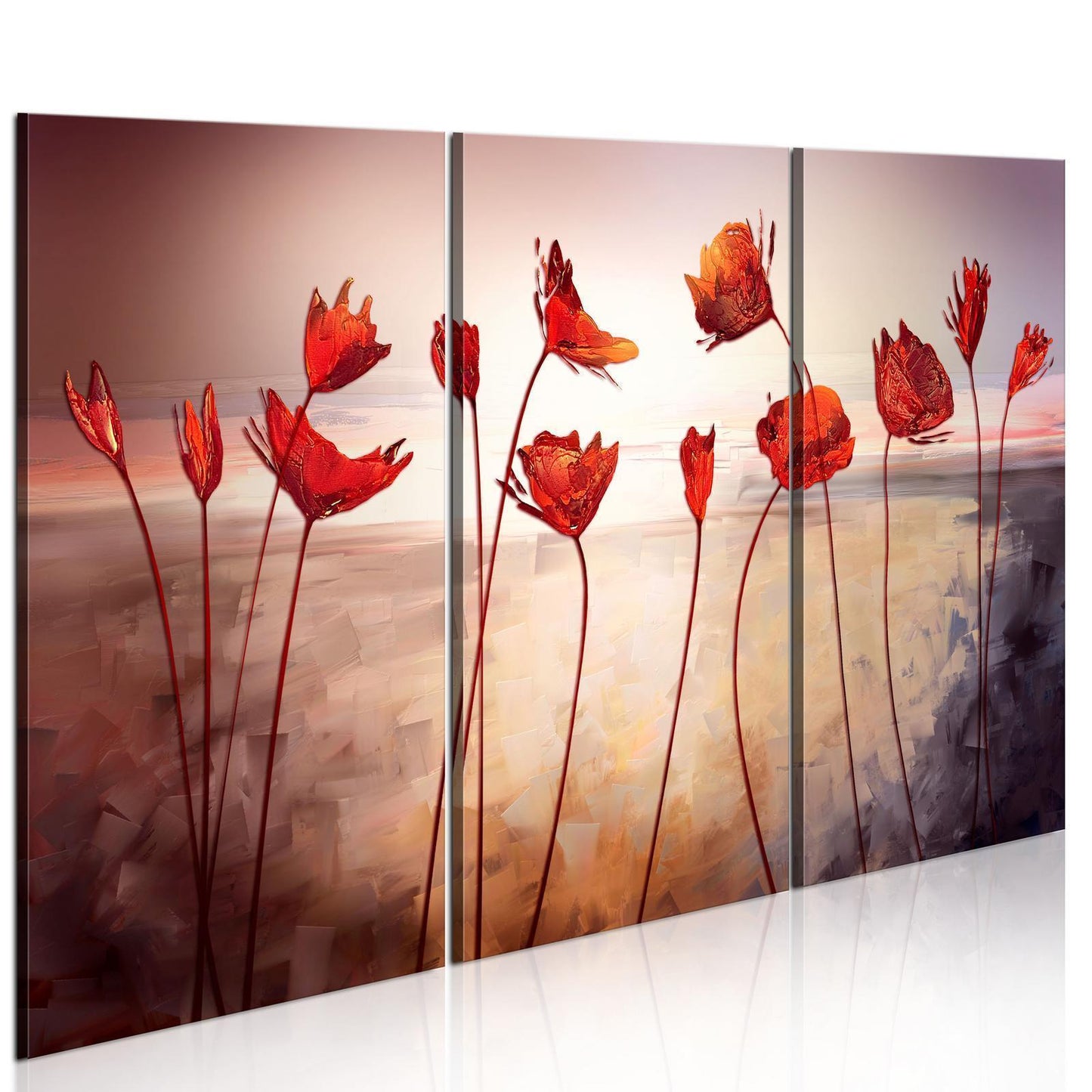 Schilderij - Bright red poppies