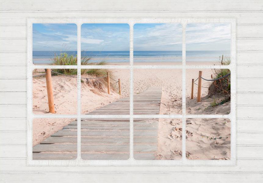Fototapete - Fenster &amp; Strand