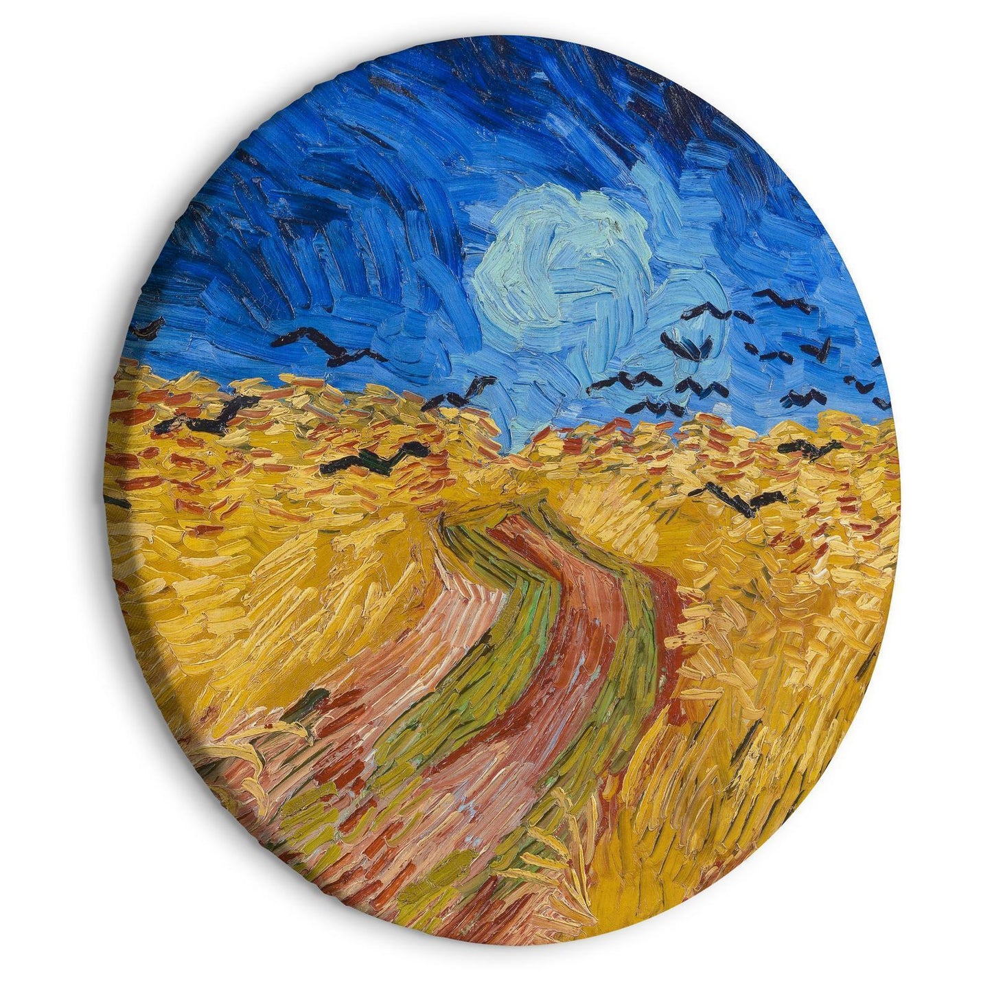 Rond schilderij - Wheat Field With Crows, Vincent Van Gogh - Summer Countryside Landscape