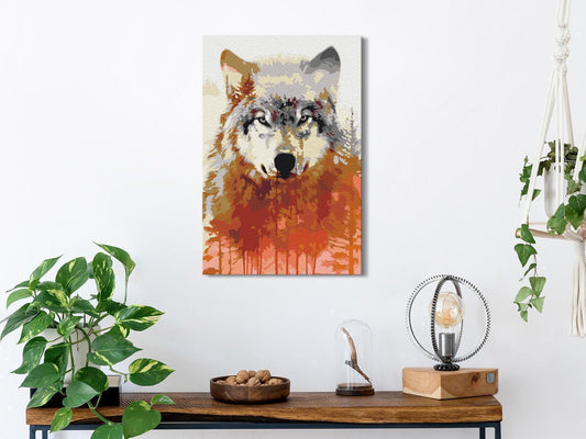 DIY-Leinwandgemälde – Wolf und Wald 