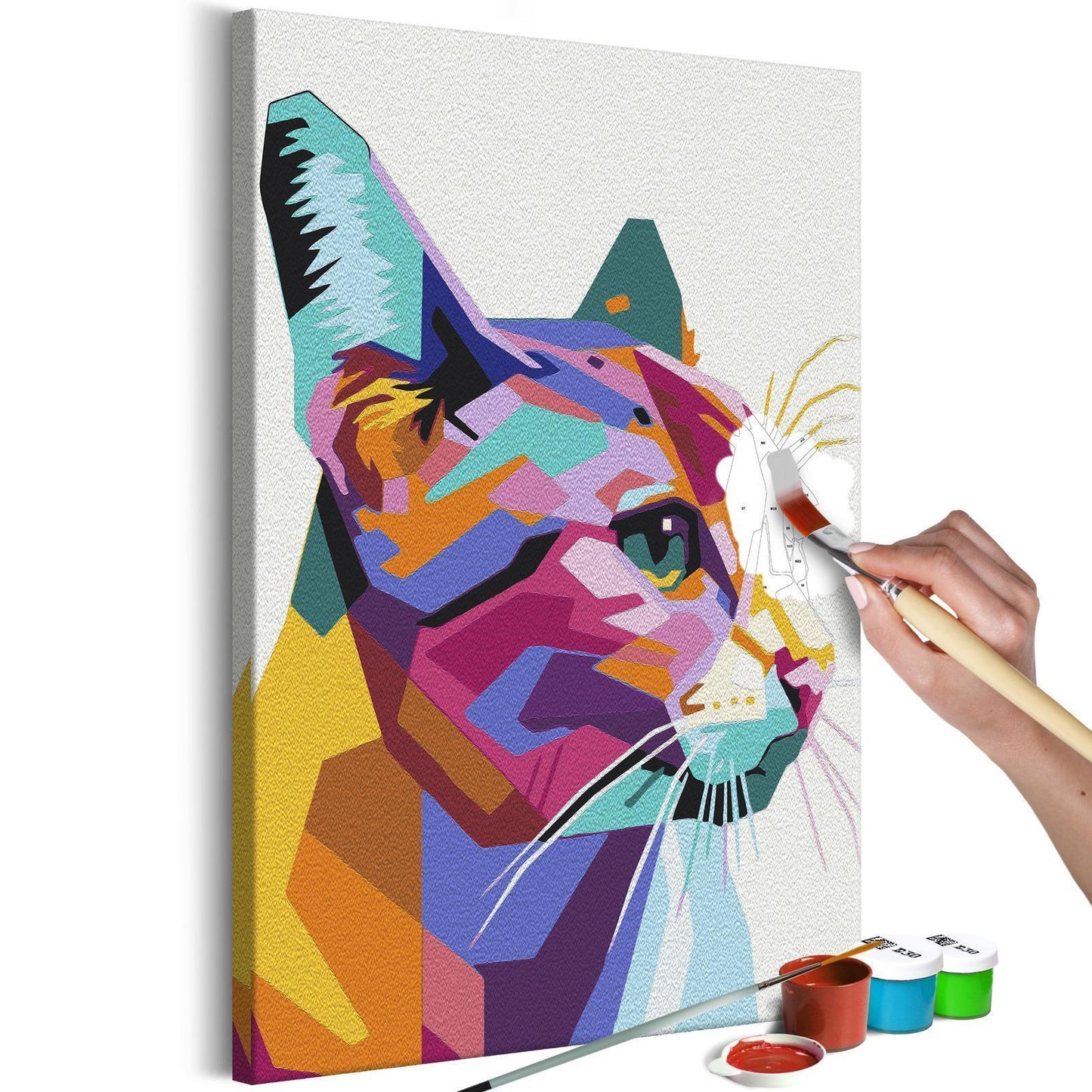 DIY Canvas Painting - Geometric Cat 