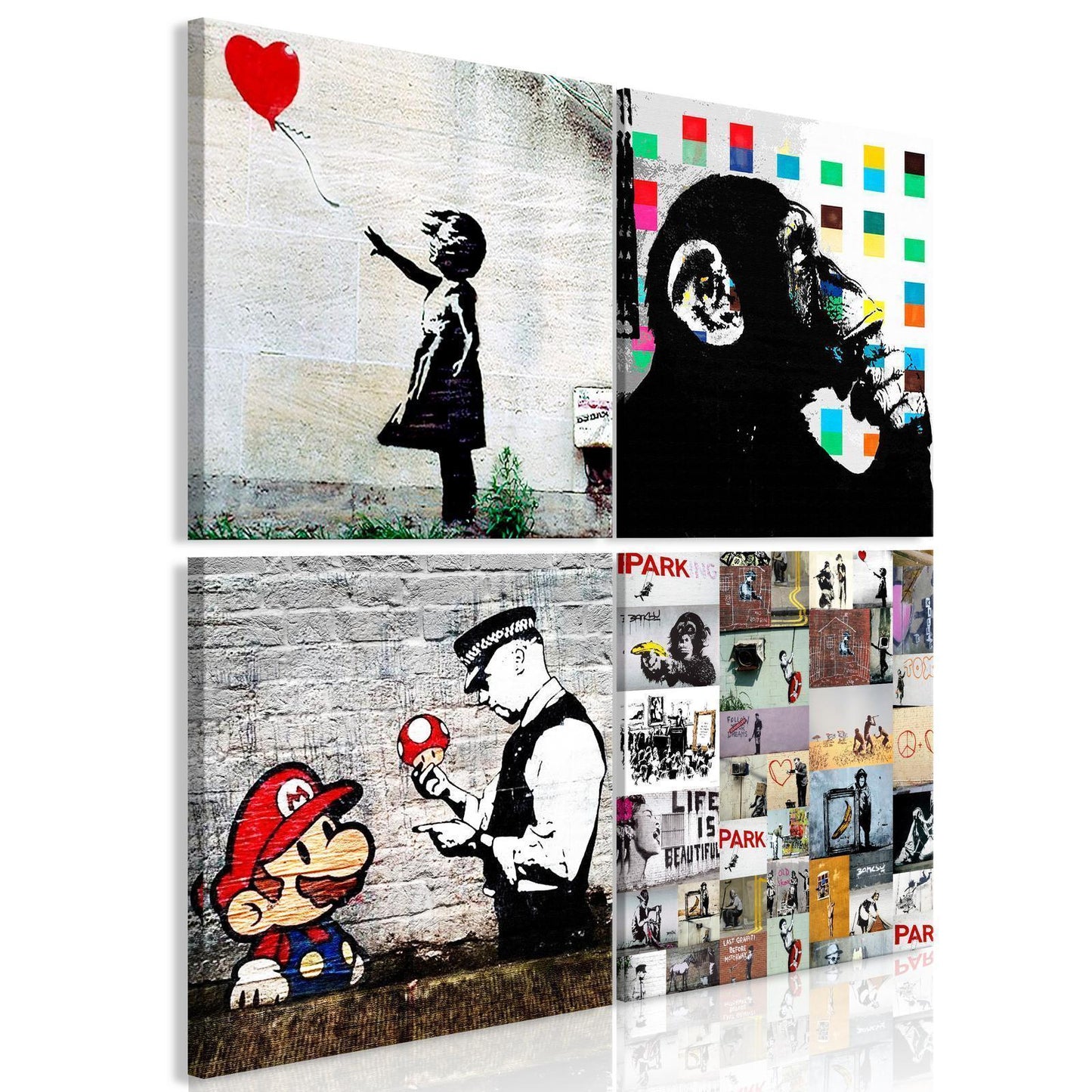 Gemälde - Banksy Collage (4 Teile)