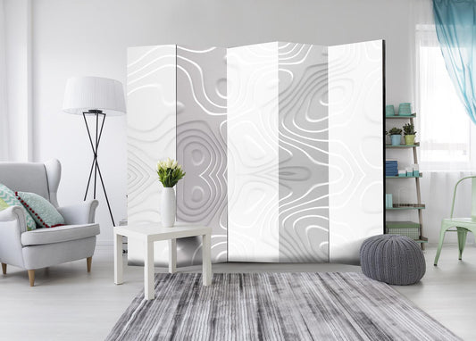 Folding screen - Room divider - White waves II 