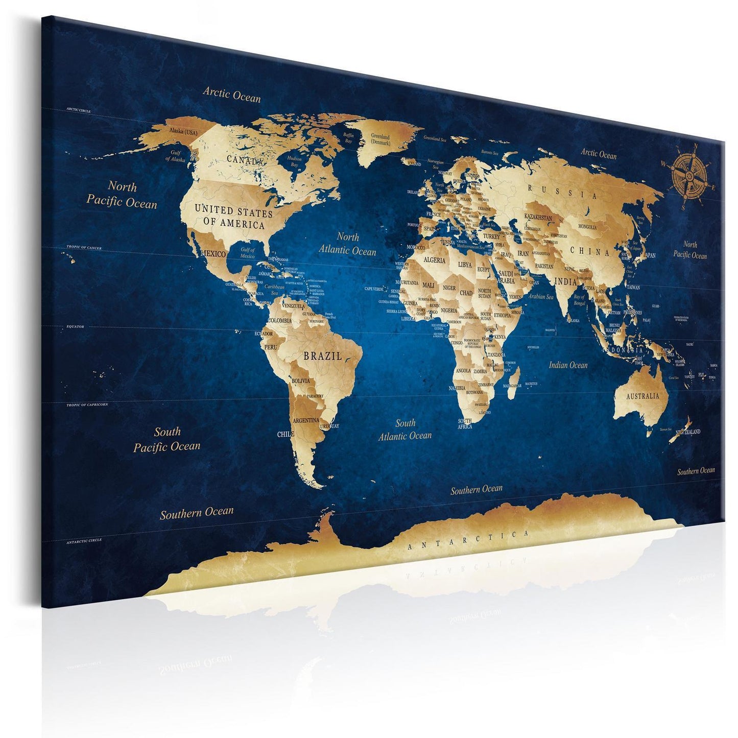 Painting - World Map: The Dark Blue Depths