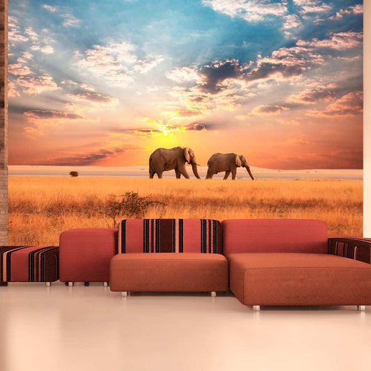 Fototapete - Afrikanische Savannah-Elefanten