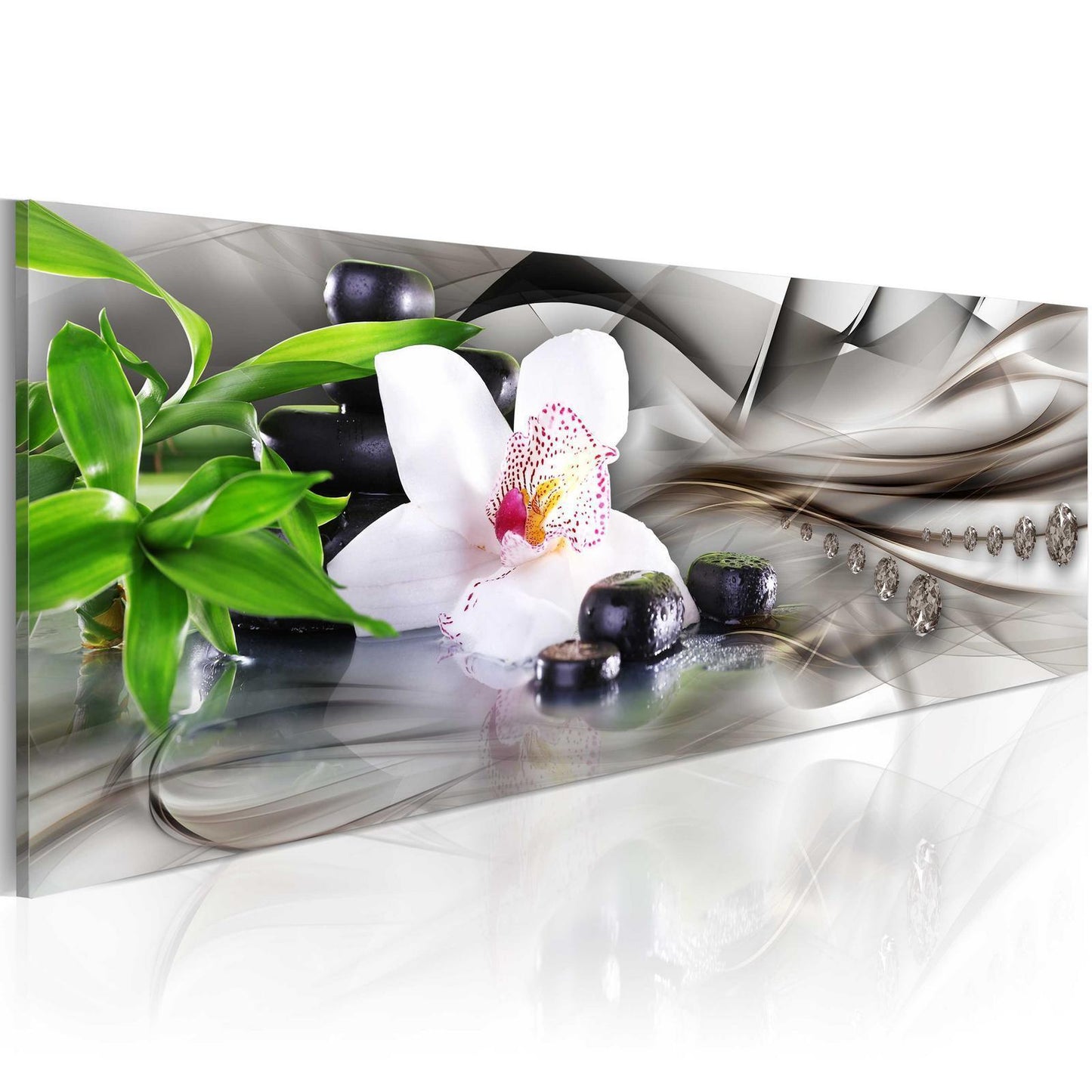 Malerei - Zen-Komposition: Bambus, Orchidee und Steine